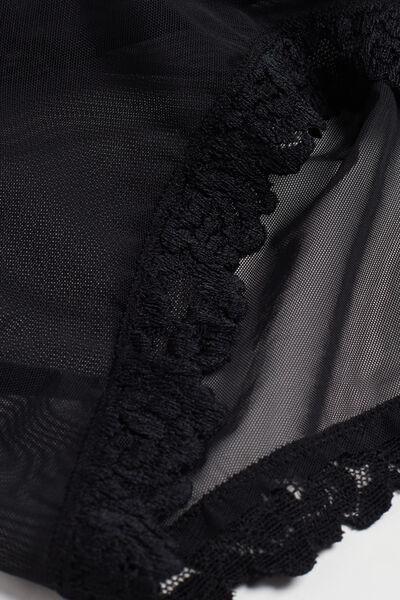 Black Pretty Flower Tulle And Lace Bodysuit, , large image number 4