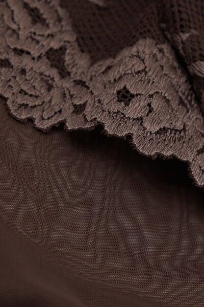 Brown Pretty Flowers Lace And Tulle Bodysuit, 5601_705J, large image number 4