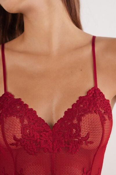 Red Pretty Flowers Lace And Tulle Bodysuit, Wax Red, large image number 5