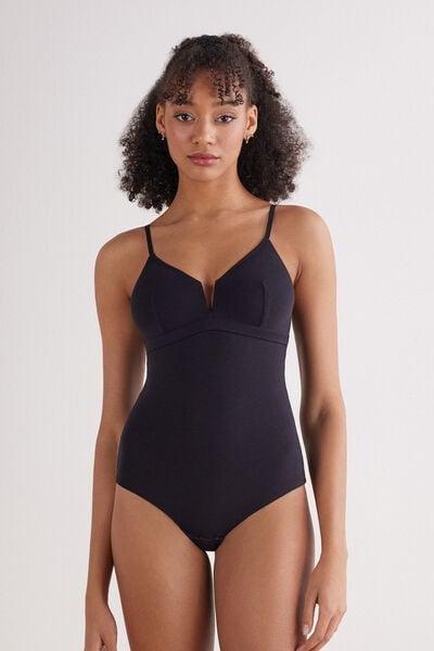 Black Fresh Bamboo Bodysuit, Black, medium