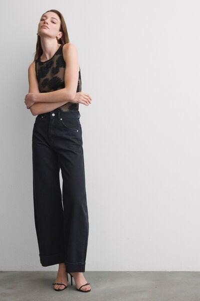 Black Sensual Texture Lace Bodysuit, Black, large image number 0