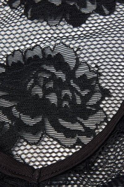 Black Sensual Texture Lace Bodysuit, Black, large image number 4