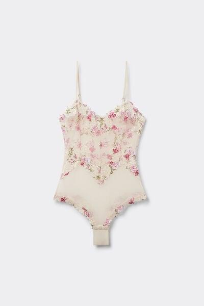 Pink Pretty Flowers Lace And Tulle Bodysuit, 5601_057K, large image number 3