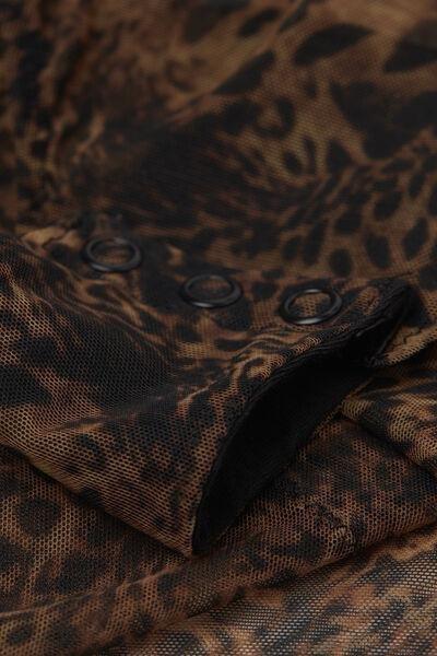 Brown Animal Print Bodysuit, , large image number 4