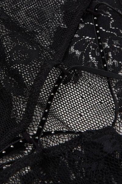 Black La Femme Fatale Long-Sleeved Lace Bodysuit, Black, large image number 7