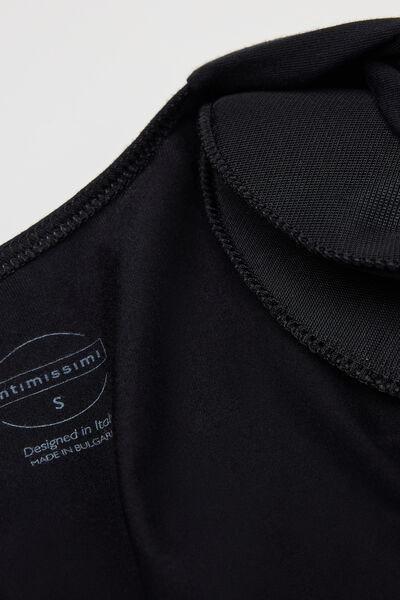 Black Sensual Attitude Long-Sleeved Animal Print Modal Bodysuit, Black, large image number 5