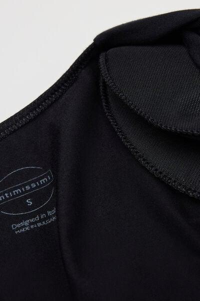 Black Sensual Attitude Long-Sleeved Animal Print Modal Bodysuit, Black, large image number 6