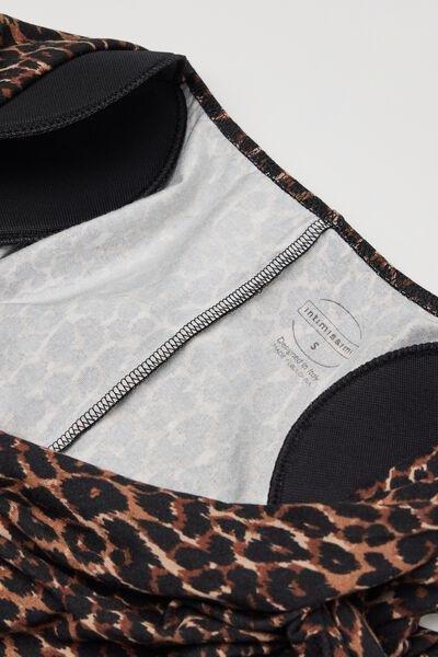 Brown Sensual Attitude Long-Sleeved Animal Print Modal Bodysuit, 5601_030K, large image number 4