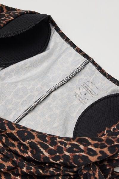 Brown Sensual Attitude Long-Sleeved Animal Print Modal Bodysuit, 5601_030K, large image number 6