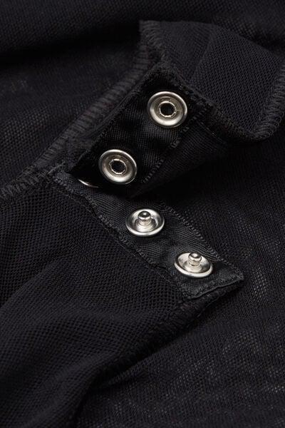 Black High-Neck Tulle Bodysuit, Black, large image number 4