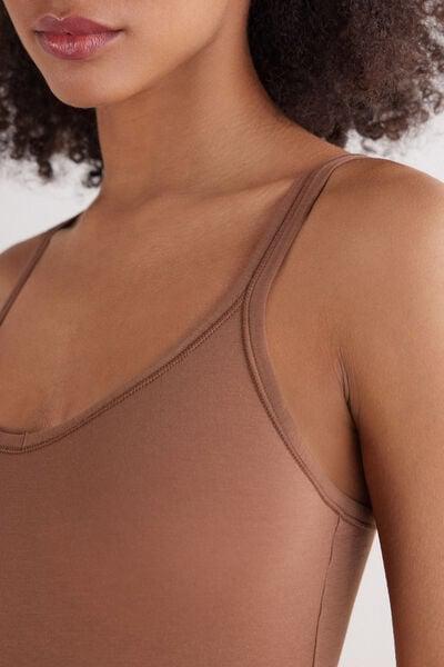 Beige Ultralight Vest Bodysuit, Brown Mocha, large image number 5