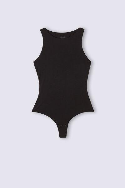 Black Fresh Bamboo Wide Straps Bodysuit, , large image number 2