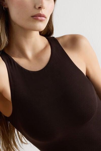 Brown Halter-Neck Bamboo Bodysuit, 5601_705J, large image number 10