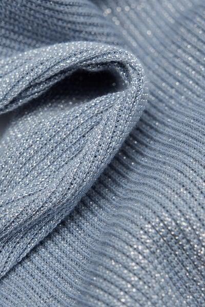 Blue Ribbed Lame Crossover Bodysuit, 5601_098K, large image number 4