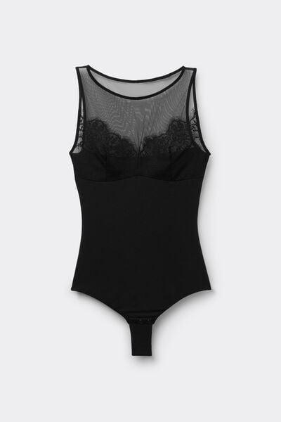 Black Elegance Embodied Fresh Bamboo Bodysuit, Black, large image number 3