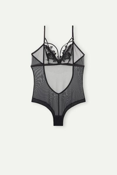 Black Layers Of Lust Tulle Bodysuit, , large image number 2