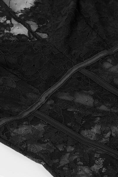 Black Shine High Like Stars Long-Sleeved Lace Bodysuit, , large image number 4
