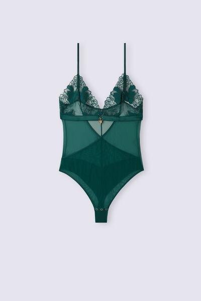 Green Be Your Own Muse Tulle And Lace Bodysuit, , large image number 4
