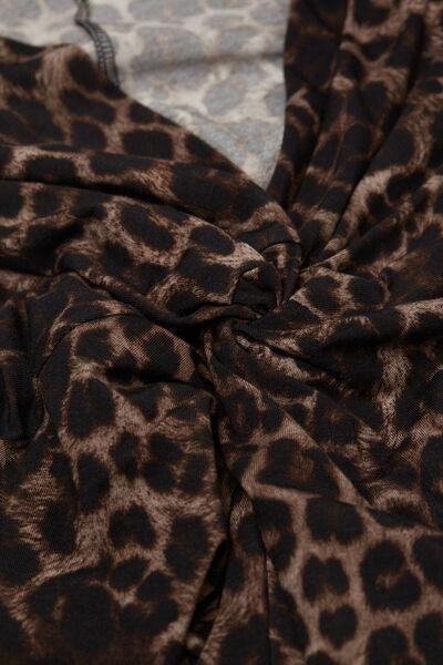 Multicolour V-Neck Luxurious Leopard Bodysuit, , large image number 4