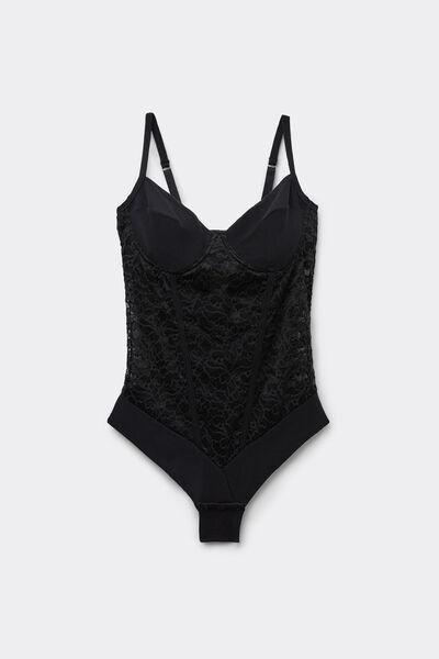 Black Delicate Pieces Lace Bodysuit, , large image number 2