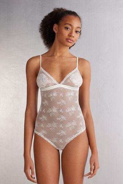 White Glisten In Light Lace Bodysuitsuit, , medium