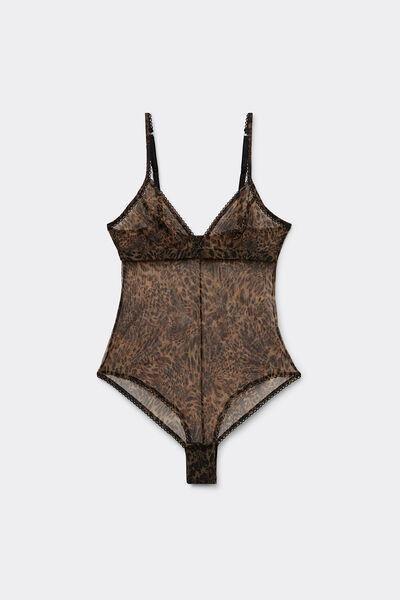 Brown Animal Print Tulle Bodysuitsuit, , large image number 2