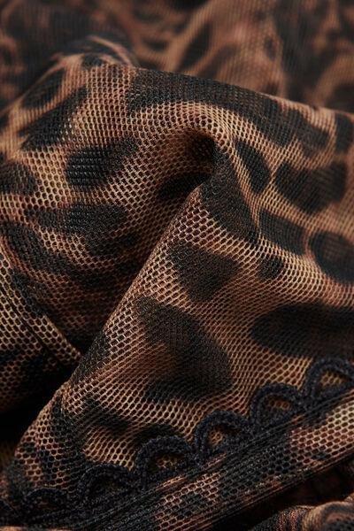Brown Animal Print Tulle Bodysuitsuit, , large image number 4