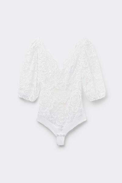 White Short-Sleeved Bodysuit, , large image number 1
