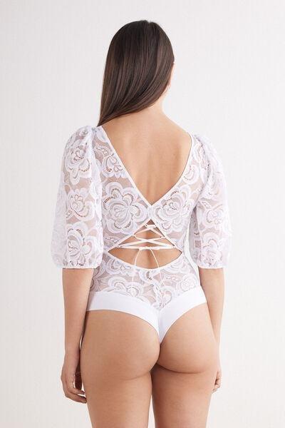 White Short-Sleeved Bodysuit, , large image number 3