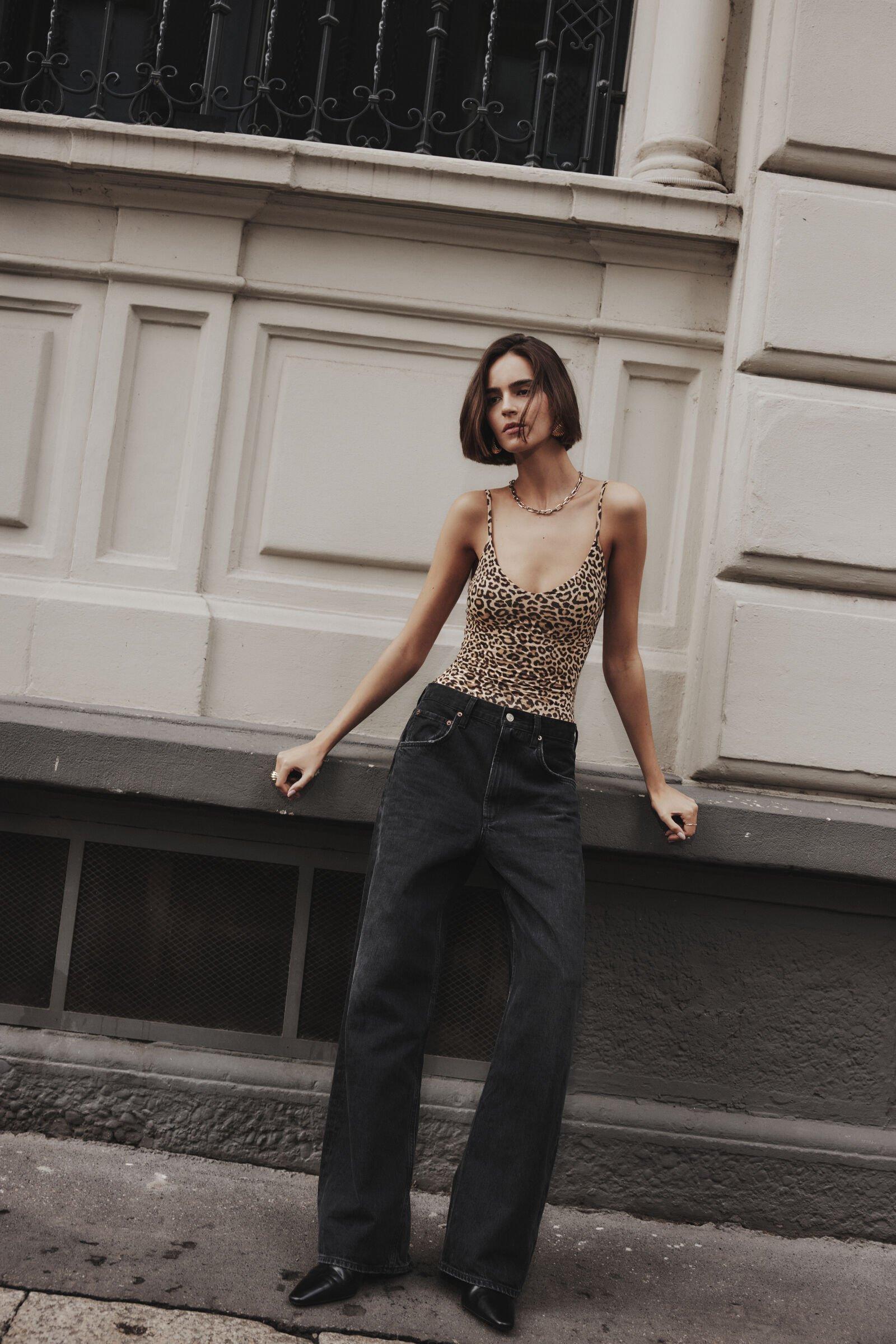 Brown Animal Print Pretty Savage Fresh Bamboo Bodysuit, 5601_938J, large image number 5