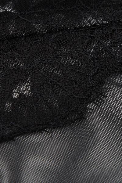 Black Sheer Glamour Tulle And Lace Bodysuit, Black, large image number 4