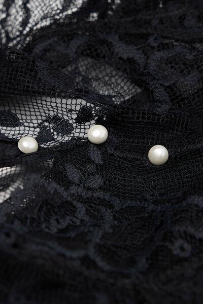 Black La Vie En Rose Sleeve-Less Lace Bodysuit, Black, large image number 4