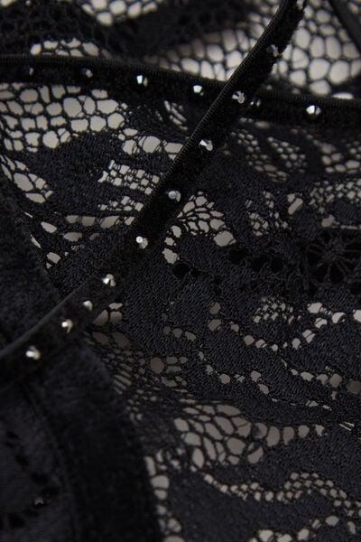 Black La Femme Fatale Low-Cut Lace Bodysuit, Black, large image number 5