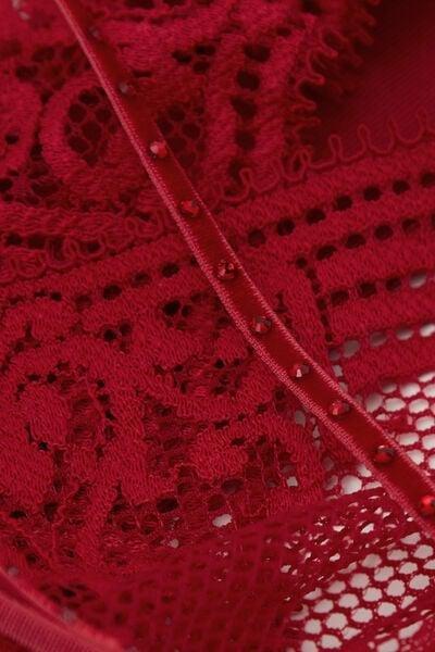 Red La Femme Fatale Strappy Detail Lace Bodysuit, Wax Red, large image number 8
