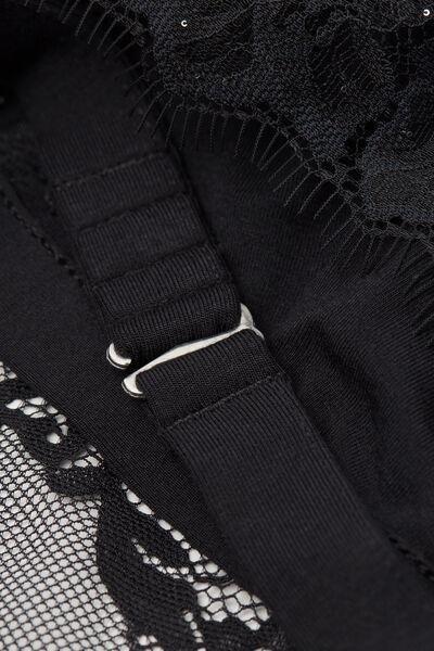 Black Glimmer Of Pleasure Long-Sleeved Lace Bodysuit, Black, large image number 4