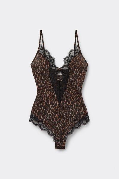 Brown Sensual Attitude Animal Print Lace Bodysuit, 5601_030K, large image number 1