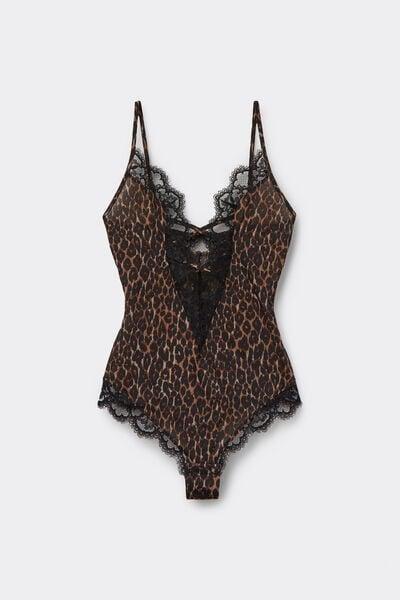 Brown Sensual Attitude Animal Print Lace Bodysuit, 5601_030K, large image number 7