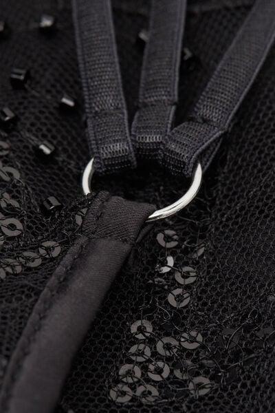 Black Dark Moon Girl V-Neck Bodysuit, Black, large image number 6