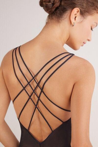 Black Dark Moon Girl V-Neck Bodysuit, Black, large image number 7