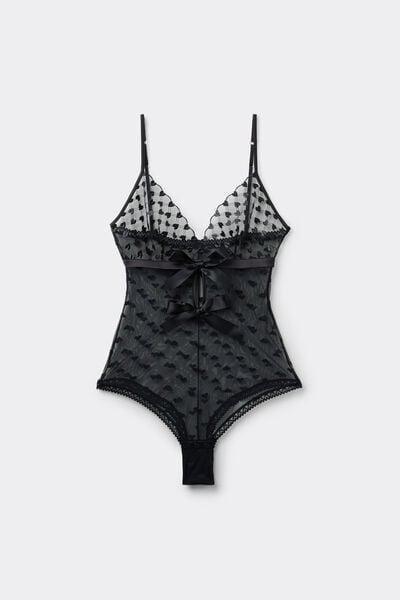 Black The Love Club Lace Bodysuit, Black, large image number 3
