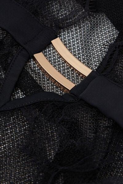 Black Playful Glamour Lace Bodysuit, Black, large image number 4