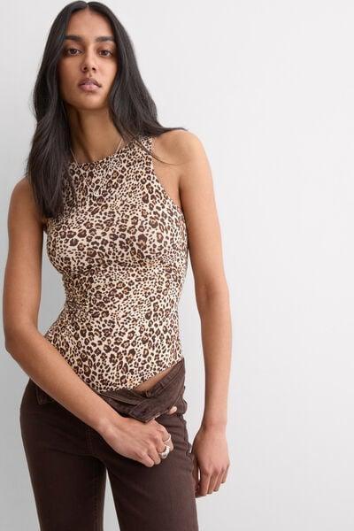 Brown Animal Print Simply Iconic Fresh Bamboo Bodysuit, 5601_061K, medium