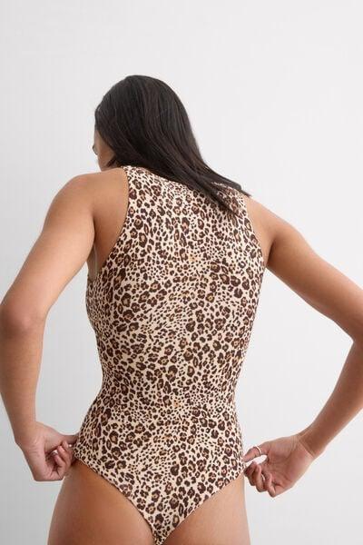 Brown Animal Print Simply Iconic Fresh Bamboo Bodysuit, 5601_061K, medium