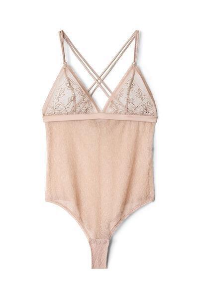 Beige Feel Luxurious Embroidered Tulle Bodysuit, 5601_185K, medium