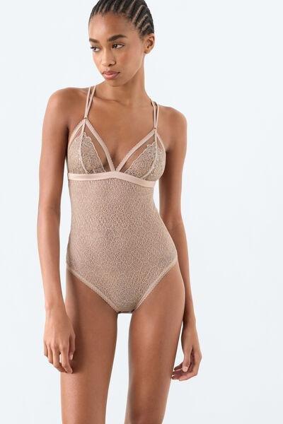 Beige Feel Luxurious Embroidered Tulle Bodysuit, 5601_185K, large image number 3