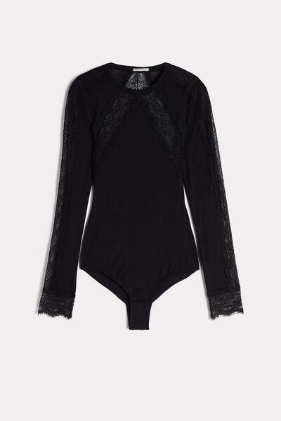 Black Modal Cashmere Bodysuit, , large image number 2