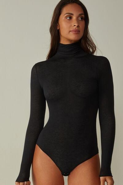 Intimissimi Black Ultralight Modal With Cashmere High-Neck Body