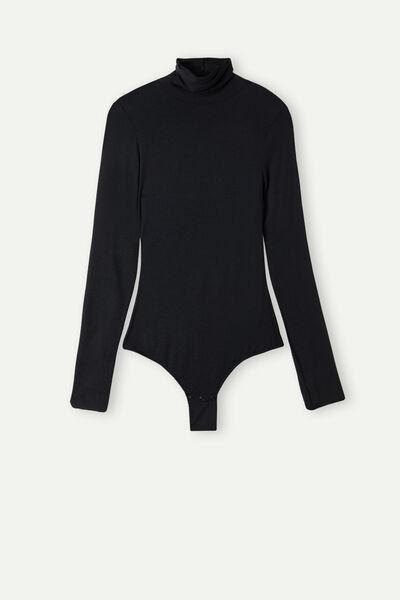 Intimissimi Black Ultralight Modal With Cashmere High-Neck Body