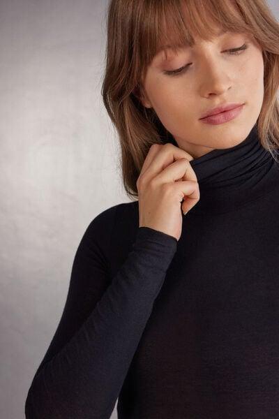 Black High-Neck Bodysuit, Black, large image number 7