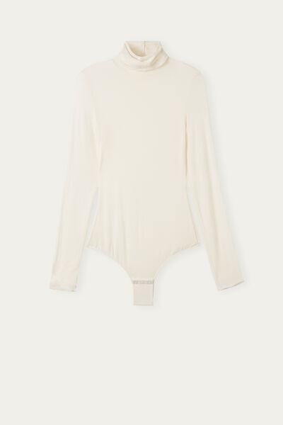 White Ultralight High-Neck Bodysuit, , large image number 2